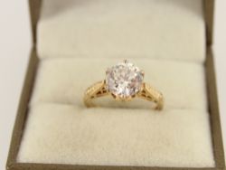 SOLITAIRE RING 14K YELLOW GOLD LADIES STUNNING SIZE J 1/2 585 3G IE34