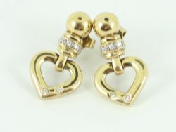 DIAMOND HEART EARRINGS 9CT GOLD LADIES STUNNING 375 2.9G EQ78