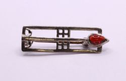 GARNET GEMSTONE STERLING SILVER BROOCH CONTEMPORARY SQUARES BROACH 2.1G AAC462