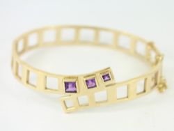 CHARLES RENNIE MACKINTOSH BANGLE 9CT GOLD AMETHYST LADIES CARRICK 375 23.6G
