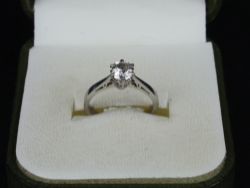 DIAMOND SOLITAIRE RING 18CT WHITE GOLD LADIES SIZE G 1/2 750 2.4G FE66