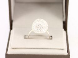 CLUSTER RING STERLING SILVER LADIES STUNNING SIZE S 1/2 925 5.4G CK57