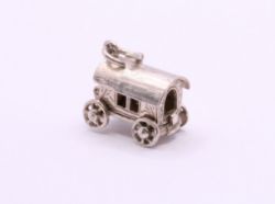 STERLING SILVER WAGGON CHARM PENDANT CHARIOT TRAVEL LUCKY 925 LADIES 4.1G AAC099
