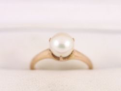 PEARL SOLITAIRE RING 9CT GOLD LADIES STUNNING SIZE J 1/2 375 2.6G BQ4