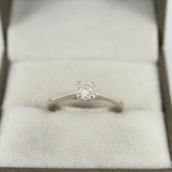 DIAMOND SOLITAIRE RING 18CT WHITE GOLD LADIES SIZE K 750 3.2G IE8