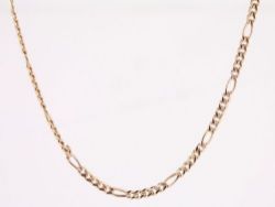 FIGARO CHAIN NECKLACE 9CT GOLD LADIES STUNNING 17