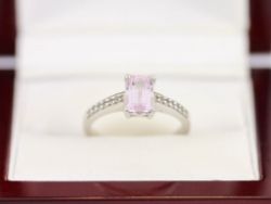 MORGANITE SOLITAIRE RING STERLING SILVER LADIES SIZE N 1/2 925 2.5G AX67