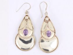 AMETHYST DROP EARRINGS STERLING SILVER LADIES STUNNING 925 7.7G OM92