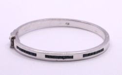 AQUAMARINE GEMSTONE LADIES BANGLE BRACELET 7.2