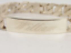 IDENTITY BRACELET WILLIAM STERLING SILVER CURB CHAIN BARK EFFECT 925 42.1G GF42