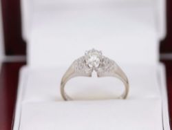 DIAMOND SOLITAIRE RING 18CT WHITE GOLD LADIES ENGAGEMENT SIZE P W92