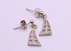 LADIES STERLING SILVER DROP EARRINGS CONTEMPORARY SQUARES GIFT 1.4G AAC127
