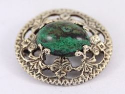 AGATE STERLING SILVER BROOCH LADIES STUNNING VINTAGE 925 9.2G SS74