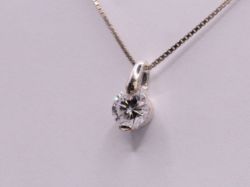 SIMULATED DIAMOND PENDANT STERLING SILVER BOOK CHAIN NECKLACE 16