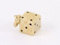 DICE CHARM VINTAGE 9CT GOLD 375 CHARMS PENDANT 0.7G BJ42