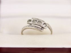 FOUR STONE RING 9CT GOLD STERLING SILVER LADIES SIZE L 375 925 1.8G BN43