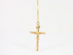 CROSS PENDANT & PEARL NECKLACE 18CT GOLD LADIES STUNNING 750 DB49