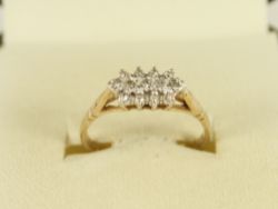DIAMOND CLUSTER RING 9CT GOLD LADIES SIZE N 1/4 375 1.9G FR11
