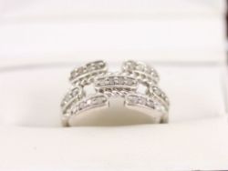 DIAMOND RING STERLING SILVER LADIES STUNNING SIZE N 1/2 925 3.1G AX83