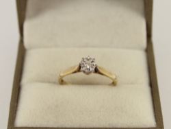 DIAMOND SOLITAIRE RING 9CT GOLD LADIES SIZE M 375 1.5G IC85