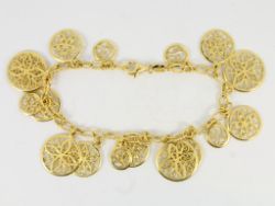 FLORAL FILIGREE BRACELET STERLING SILVER LADIES STUNNING 7.75