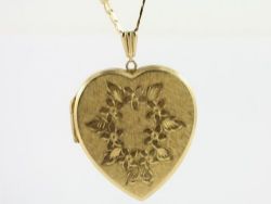 HEART LOCKET PENDANT 9CT GOLD LADIES NECKLACE 375 24.3G