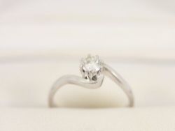 DIAMOND SOLITAIRE RING 9CT WHITE GOLD LADIES SIZE K 375 2.3G BQ57