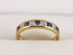 DIAMOND AND SAPPHIRE ETERNITY RING 10K GOLD LADIES SIZE N 2.3G BA90