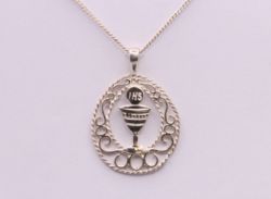 FILIGREE WINE PENDANT CUBAN CHAIN NECKLACE 16.5