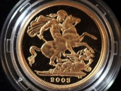 2003 ST GEORGE AND THE DRAGON GOLD PROOF FULL SOVEREIGN COIN BOX COA U75