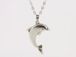 DOLPHIN PENDANT STERLING SILVER ORTAK LADIES STUNNING NECKLACE 925 2.3G AS26