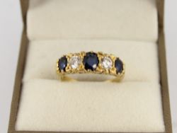DIAMOND & SAPPHIRE RING 18CT GOLD LADIES SIZE O 1/2 750 5.6G