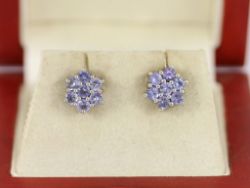 TANZANITE STERLING SILVER EARRINGS LADIES STUNNING 2.4G 925 SH8
