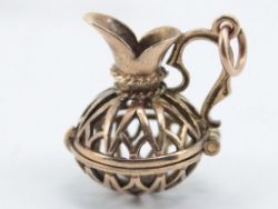 VINTAGE 9CT GOLD JUG CHARM PENDANT OPENING IDEAL GIFT 375 D64