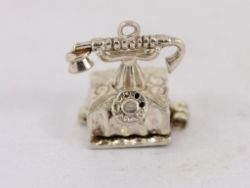 TELEPHONE CHARM OPENING QUILL SILVER LADIES STUNNING VINTAGE 5G SS87