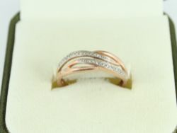 DIAMOND HALF ETERNITY CROSSOVER RING 9CT ROSE GOLD LADIES SIZE N 375 2G FR67