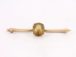 CITRINE BROOCH 9CT GOLD LADIES STUNNING VINTAGE 375 3.5G BT38
