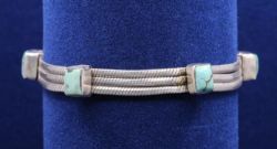 925 STERLING SILVER CHAIN BRACELET 6 TURQUOISE STONES LENGTH 7.5