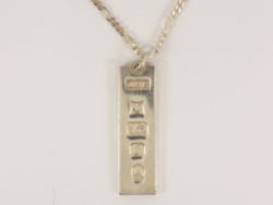 VINTAGE BULLION BAR PENDANT STERLING SILVER LADIES GENTS 15.5