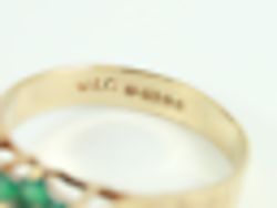 DIAMOND & EMERALD HALO RING 9CT GOLD LADIES SIZE N 1/2 375 2.4G FR45