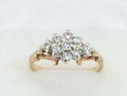 DIAMOND CLUSTER RING 9CT GOLD LADIES SIZE K S41