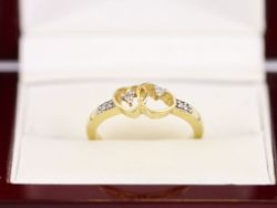 DIAMOND HEART RING STERLING SILVER LADIES STUNNING SIZE N 1/2 925 2.1G AX98