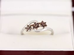 GARNET CLUSTER RING STERLING SILVER LADIES STUNNING SIZE N 925 1.3G AX58
