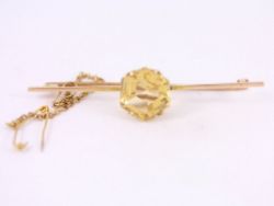 CITRINE BROOCH 9CT GOLD LADIES STUNNING VINTAGE 375 4.6G BP59