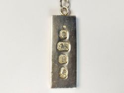 VINTAGE BULLION BAR PENDANT STERLING SILVER NECKLACE 25