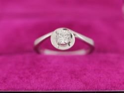 DIAMOND SOLITAIRE RING 18CT WHITE GOLD LADIES SIZE M 1/2 750 3.3G CR20