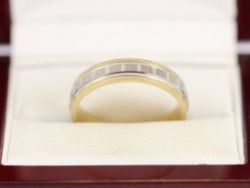 WEDDING BAND TWO TONE 9CT GOLD LADIES RING STUNNING SIZE U 375 4.8G BG15