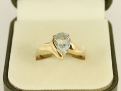 AQUAMARINE SOLITAIRE RING 9CT GOLD LADIES STUNNING SIZE S 375 3.2G FJ98