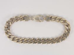 CURB CHAIN BRACELET STERLING SILVER GENTS THICK HEAVY 8.25