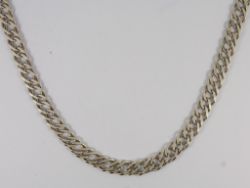 DOUBLE CURB CHAIN NECKLACE STERLING SILVER GENTS 24